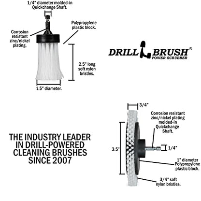 3 Pack Drill Brush Power Scrubber Cleaning Brush - Soft White Drill Brush Set - Car Detailing Kit - Cleaning Drill Brush Set for crevices and Hard to get to Areas - Power Scrubbing Brush for Drill - color: White