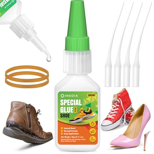 INSOIA Clear Super Glue for Shoe Repair, 20g, Waterproof, Strong, Quick Fix, Bonding Shoe Sole, Boots, Sandals, Sneakers, Leather & Footwear Items - size: 20 Grams * 1 Pack, style: Shoe Glue