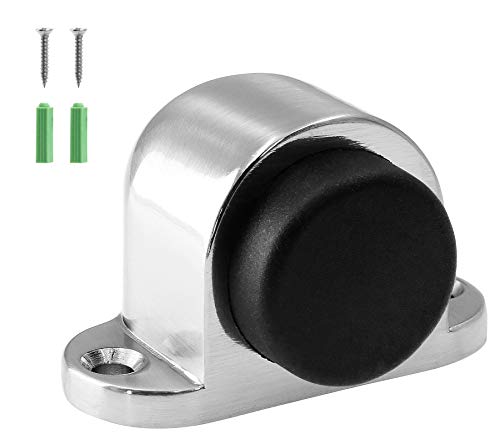 1.3 Inch / 33mm Heavy Duty Floor Door Stopper, Floor Mount Door Stop with Silent Rubber Bumper, Stainless Steel Brushed Finish - Pack of 1 - color: 1.3 Inch, size: 1 Pieces