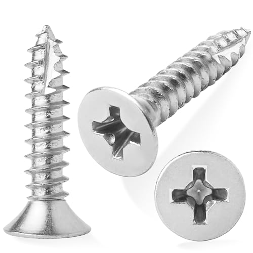 Cauldham Chrome Wood Screws #9 x 1 Inch for Door Hinges - 25 Pack - color: Chrome