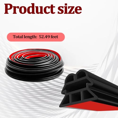 Car Door Seal Strip, 52.4FT Thickened Rubber 3-Layer Soundproof Vehicle Window Weather Stripping, Noise Insulation Auto Seal Weatherstrip Edge Protector Trim, Universal for Vehicle - color: 3-Layer/52.4FT