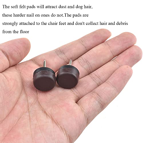 20pcs Nail on Furniture Glides 0.71 Inch (18mm) Diameter Double Thick Nylon Brown Chair Leg Floor Protectors Furniture Sliders Pads Table Foot Gliders for Hardwood Carpet and Tile Floors - size: 0.71 Inch (18mm)-Brown-20P