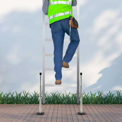 Adjustable Ladder Stabilizer, Ladder Leveler Pair with Engraved Anti-Slip Pattern, Adjustable Extension Leg Ground Leveler, Stair Stabilizer with Storage, Easy to Use for All Surfaces