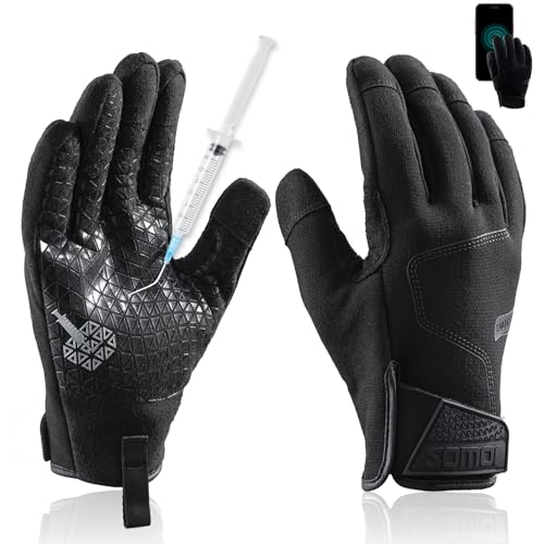 TAILI Level 3 Needle, Level 5 Puncture Resistant Men Work Gloves, Grip Enhanced A7 Cut Resistant Safety Gloves, Touchscreen and Breathable, Black, Large (L), 1 Pair - size: Large, style: Needle-resistant, Cut-resistant