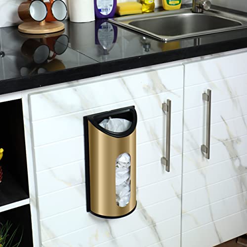 Utopia Kitchen Grocery Plastic Bag Holder and Dispenser for Plastic Bags - Easy Wall Mount Bag Saver - Stainless Steel (Gold, Medium (Pack of 1)) - color: Gold, size: Medium (Pack of 1)