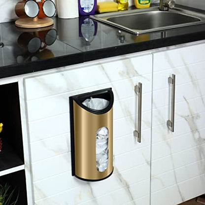 Utopia Kitchen Grocery Plastic Bag Holder and Dispenser for Plastic Bags - Easy Wall Mount Bag Saver - Stainless Steel (Gold, Medium (Pack of 1)) - color: Gold, size: Medium (Pack of 1)