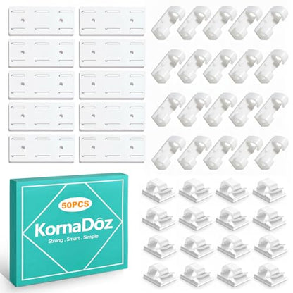 10 Pieces Self Adhesive Power Strip Holder – No-Drill Wall Mount for Surge Protectors & Extension Cords, Home, Office & Kitchen Cable Organizer