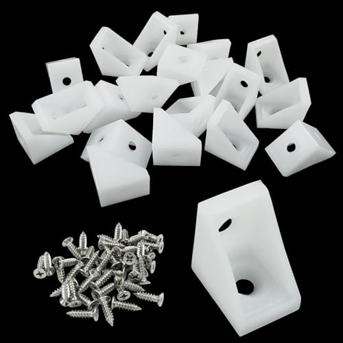 20 Pcs Plastic Corner Bracket, White Corner Brace 2 Holes L Brackets, Small Plastic Shelf Brackets for Wood Shelves, Home Drawers, 1.06 x 1.06 x 0.51 inch - size: 2 Hole
