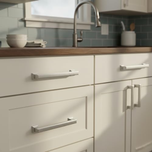 Alzassbg 10 Pack Brushed Satin Nickel Cabinet Pulls, 3 Inch(76mm) Hole Center Cabinet Handles Kitchen Pulls for Cabinets and Drawer AL3071SN - color: Brushed Satin Nickel, size: 3" Hole Center