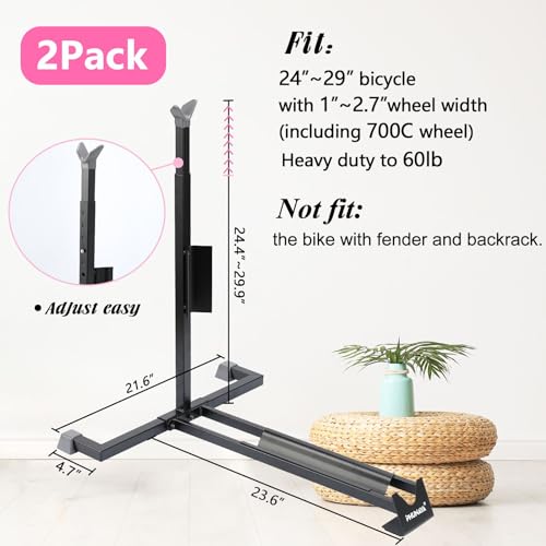 PHUNAYA Bike Stand,Vertical Bike Rack For Indoor Bike Storage,Upright Bicycle Stand Floor.Heavy Duty Bike Holder With PVC Coating.Suit 24"-29" MTB,Hybrid and Road Bike,Patent Application. (2 Pack) - style: StyleB-2pack