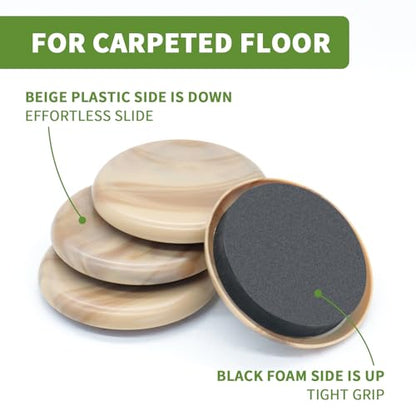 Furniture Sliders for Carpet 8 PCS - 2 1/2 inch Furniture Moving Slider Chair Legs Floors Protectors Furniture Movers Sliders – Move Your Furniture Easy & Safely(for Carpet) Beige Coffee - size: 8 PCS 2 1/2 inch Beige Coffee