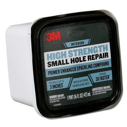 3M High Strength Spackling Compound, 16 oz., Small Hole Repair Primer Enhanced Spackling Compound, Quick & Easy Repair For Nicks & Nail Holes, No Shrinking, Cracking or Sagging (SHR-16-BB) - size: 16 Fl Oz (Pack of 1)