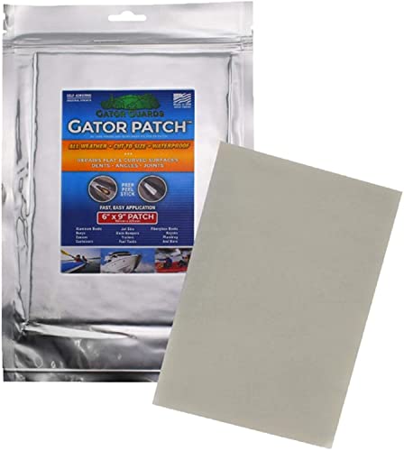 Gator Patch Fiberglass Reinforced Repair Patch - Repairs Holes, Dents & Cracks on Multiple Surfaces - DIY Prep, Peel & Stick - 3 Sizes - USA Made - size: 6x9"