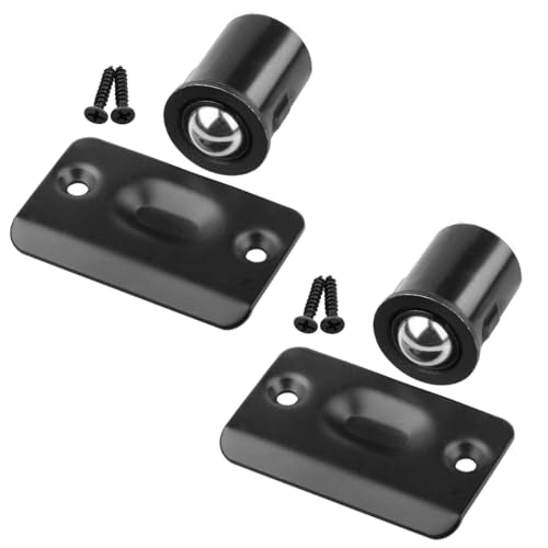 HOMOTEK 2 Pack Drive in Ball Catch with Strike Plate for Closet Doors, Black, 13/16 Inch x 1-1/8 Inchs,Die-cast, Adjustable Tension Ball - color: Black, size: 2 Pack