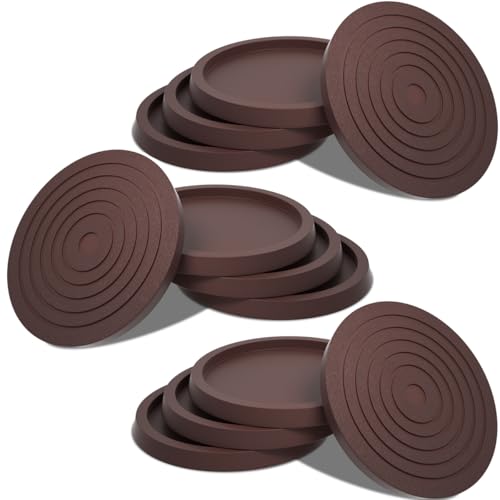 12Pcs 3.5inch Furniture Coasters Non-Slip Bed Leg Pads Round Rubber Anti Sliding Caster Cups for Hardwood Floors Brown - size: 3.5in Brown 12Pcs