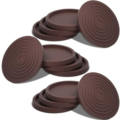 12Pcs 3.5inch Furniture Coasters Non-Slip Bed Leg Pads Round Rubber Anti Sliding Caster Cups for Hardwood Floors Brown - size: 3.5in Brown 12Pcs