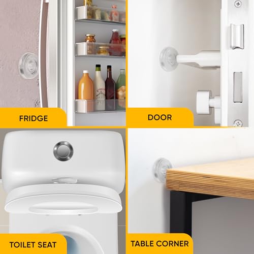 Large 2" Door Knob Wall Protectors – 4 Clear Self-Adhesive Silicone Bumper Pads in Jelly Crown Shape – Noise Dampening Wall & Furniture Guards by VELLAX - style: Jelly Crown Bumpers