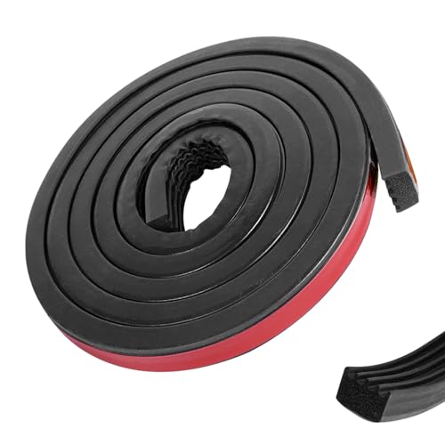 326A0004 Ribbed Bulkhead Seal Strip 3/5 in x 65 in, Self-Adhesive EPDM Ribbed Foam Rubber Weather Stripping for Tonneau Cover, Truck Bed Cover, RV, Boat, Auto, Marine, Garage Door (Black, 1 Pcs)