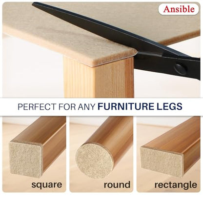 Ansible 299 PCS Felt Furniture Pads, Furniture Pads for Hardwood Floors, Chair Leg Feet Wood Floor Protectors (Beige) - size: 299 PCS Beige