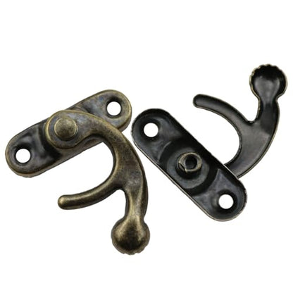 Antique Jewelry Box Hinges Hinges for Wooden Box for Jewelry Box Hardware 8PCS Right Latch and 16PCS Hinge Strap Matching Screw Kit (Bronze)