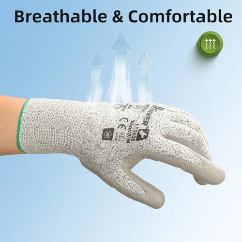 Schwer 240 Pairs Safety Work Gloves with Certified Level 6 Abrasion Resistance, ANSI A2 Cut Resistant Working Gloves with Grip for General Use, Construction, Gardening, Mechanic, 3D-Comfort, LT5636, M - size: Medium, style: 240 Pairs