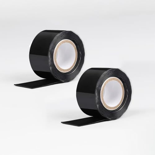 Self-Fusing Silicone Tape, 2 Rolls, 1in x10ft, Black, Waterproof, Plumbing Repair Tape