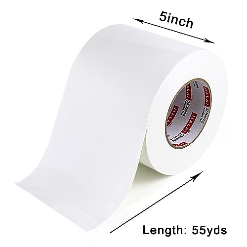 JIALAI HOME 5 inch Wide Duct Tape, Industrial Grade White 5 inches x 55 Yards (164 ft), 9 Mil Heavy-Duty, Waterproof, Strong, Flexible, No Residue, for Crafts & Home Improvement - color: White