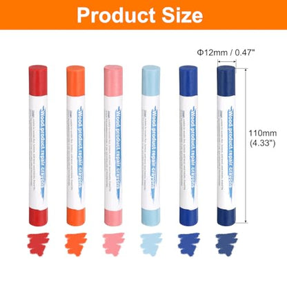 HARFINGTON Wood Filler Sticks 6 Colors Wooden Wax Touch Up Furniture Repair Crayons for Jewel Blue, Navy Blue, Blue, Orange, Dark Red, Pink - color: Jewel Tones Series