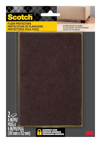 Scotch Felt Pads Brown, 2 Large Pads 4 x 6 in, Felt Furniture Pads for Protecting Hardwood Floors, Easy-to-Apply, Self-Stick Design, Reliable Protection from Nicks, Dents & Scratches (SP820-NA) - color: Brown, style: 2 Pads