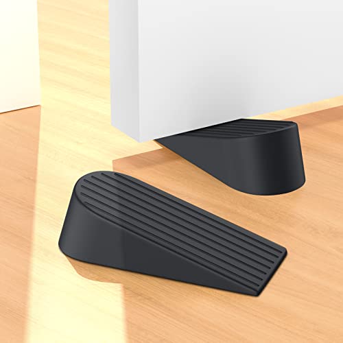 Big Door Stoppers, 2 Pack Extra Large Door Stoppers for Bottom of Door Gaps, Sturdy and Stackable Heavy Duty Doorstop Great for Home Office, Rubber Door Stopper Wedge for Tile, Wooden Floor, Carpet - color: 2 PACK