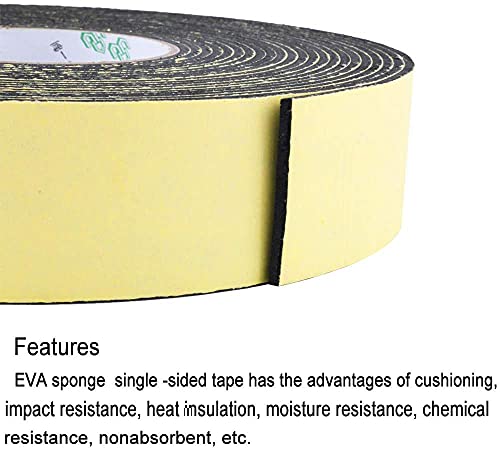 High Density Foam Insulation Tape Adhesive, Seal, Doors, Weatherstrip, Waterproof, Plumbing, HVAC, Windows, Pipes, Cooling, Air Conditioning, Weather Stripping, Craft Tape (33Ft x 1/8" x 2.8") - color: Black, size: 33Ft x 1/8" x 2.8"