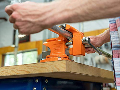 Pony Tools 24545 4-1/2in. Light Duty Bench Vise with Swivel Base, Orange