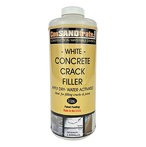 ConSandtrate Concrete Crack Filler - Gray - 3 lb. (Single Bottle) - Polymer Based Sealant for Filling in Concrete Cracks on Driveways, Walkways and Patios (White) - color: White