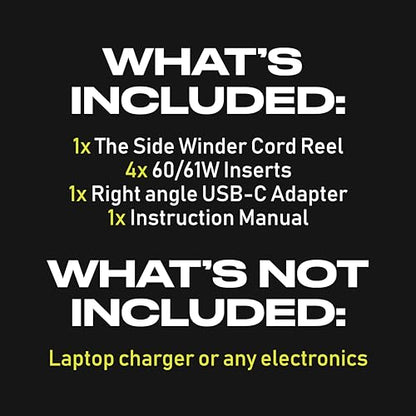 Fuse Reel Side Winder MacBook Charger Organizer Compatible with USB-C and MagSafe Apple Adapter - Travel Essential and Desk Cord Case and Cable Management for MacBook Pro Laptop Adapter