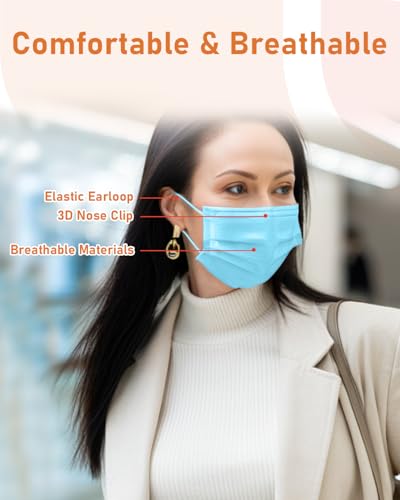Face Masks Disposable 100 Pack, 4 Ply ASTM Level 3 Medical Grade, Breathable for Adult Outdoor Protection, Individually Wrapped for Home, School & Office, Emerald Ocean - color: Emerald Ocean