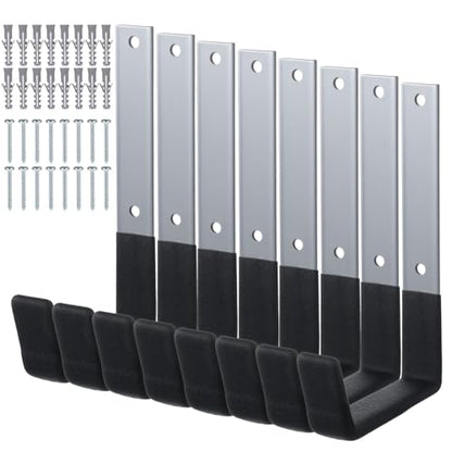 Heavy Duty Garage Hooks 8-Pack Wall Mount Storage Hooks for Bike, Ladder, Garden Hose, Chainsaw, Shovel, and Utility Tools - 55lbs Capacity, Black