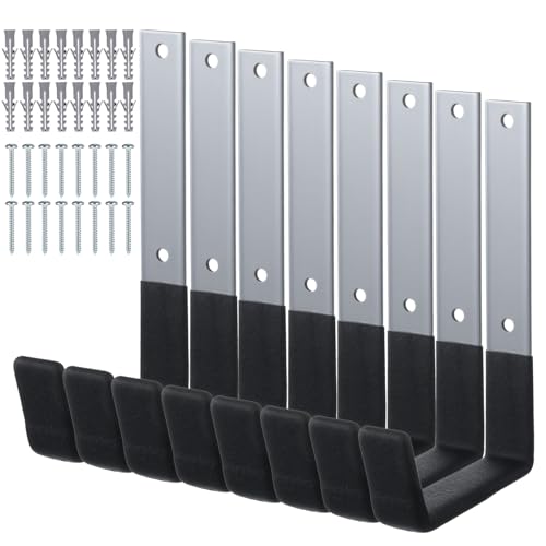 Heavy Duty Garage Hooks 8-Pack Wall Mount Storage Hooks for Bike, Ladder, Garden Hose, Chainsaw, Shovel, and Utility Tools - 55lbs Capacity, Black