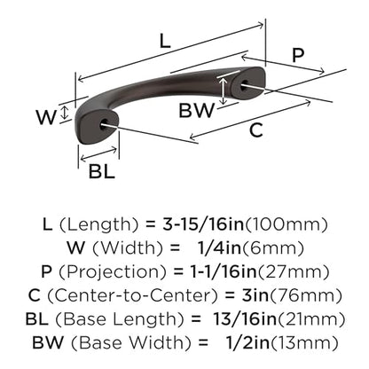 Amerock BP37230ORB Oil-Rubbed Bronze Cabinet Pull | 3 inch (76mm) Center-to-Center Cabinet Hardware | Vaile | Furniture Hardware | Drawer Pull - color: Oil Rubbed Bronze, size: 3 inch (76mm) Center-to-Center, style: Single