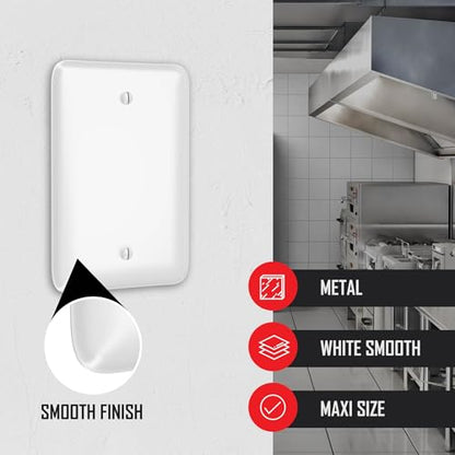 TayMac WMW-B 1-Gang White Smooth Metal Maxi Blank Wall Plate WMW-B, Outlet Cover Wall Plate with Screws, Electrical Outlet Cover Plate for 1 Device - style: White Smooth