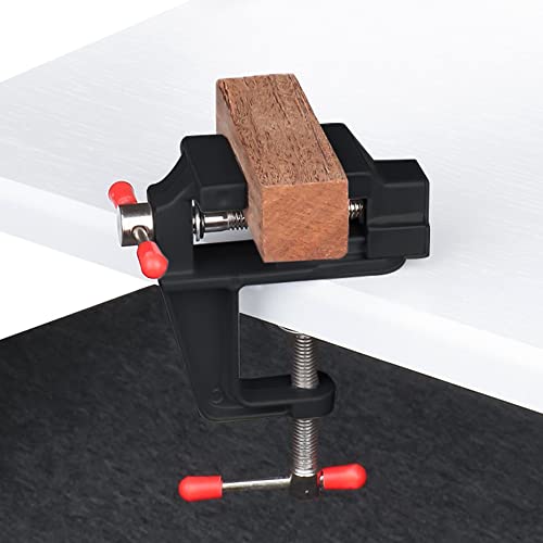 Mesee Universal Mini Table Bench Vice Small Walnut Clamps Workbench Carving Drill Press Clamping Vise for Jewelry Nuclear Watch Repairing DIY Craft Sculpture Clip On Tool - Black