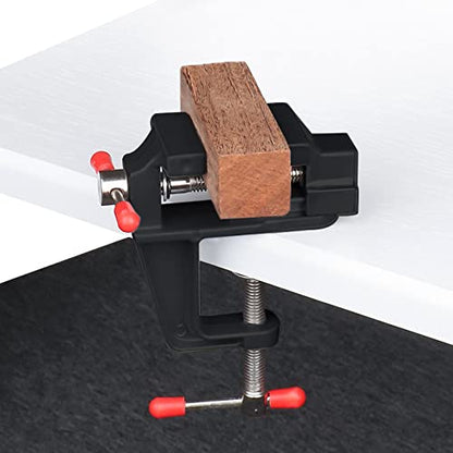 Mesee Universal Mini Table Bench Vice Small Walnut Clamps Workbench Carving Drill Press Clamping Vise for Jewelry Nuclear Watch Repairing DIY Craft Sculpture Clip On Tool - Black