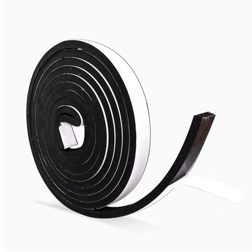 Black Foam Insulation Tape with Self-Adhesive Backing,Closed Cell Foam Weatherstripping 1/2 inch Wide x 3/8 inch Thick,Soundproofing Door Weather Seal Strip for Door and AC Window Seal,High Denisty - size: 1/2 In wide x 3/8 In thick x 16Ft