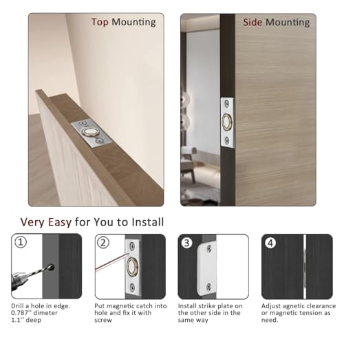 JQK Closet Magnetic Door Ball Catch Hardware, 430 Stainless Steel Catch Adjustable with Strike Plate, Polished Steel Finish 2 Pack, HBC120-BN-P2 - color: Chrome, size: Magnetic 2 Pack
