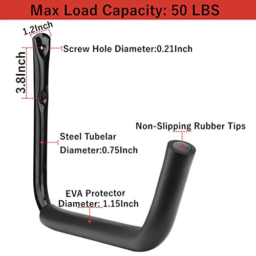 Garage Storage Heavy Duty Hooks, 15Inch Jumbo Arm Kayak Rack, 6 Pack Wall Mount Canoe Hangers
