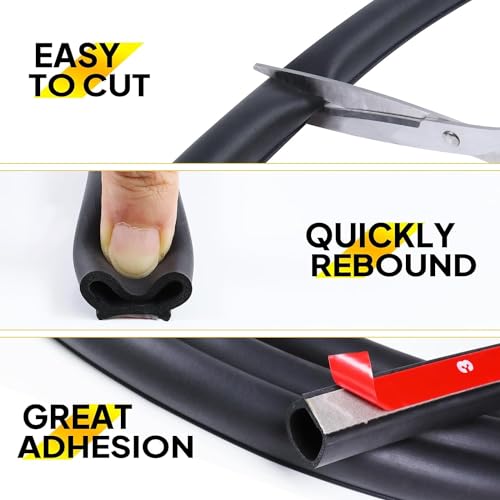 D-Shape 3/4" Weather Stripping Heavy Duty 28FT Bulb Seal Car Door Window Rubber Seal Strip Hollow Gasket Weatherstrip(Self-Adhesive) for Automotive Truck RV Door Window Soundproof - size: 28ft