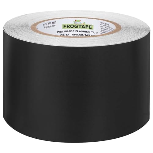 FrogTape Pro Grade Flashing Tape for Windows & Doors, 3.75 Inch Width - 75 Foot Roll, All Weather & UV Resistant Flashing Tape with Advanced Acrylic Adhesive - 10 mils - Black - size: 3.75 Inches X 75 Feet, style: Window & Door