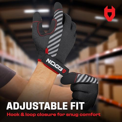 NoCry Utility Gloves for Men with Reinforced Fingers and Thumb Crotch; Double Stitched Palm and Touchscreen Tips; Breathable and Highly Flexible; — Ideal for Mechanics, Construction and Yard Work - size: Small, style: Lite