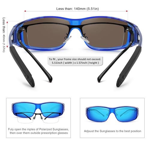 MEETSUN Fit Over Glasses Sunglasses for Men Women,Wrap Around Sunglasses Polarized UV400 Protection - color: (Z1)-dark Blue-blue Mirror Lens