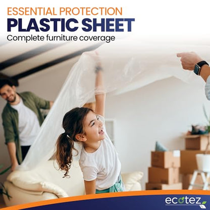 6 Pack 12 x 9 ft Extra Large Plastic Drop Cloth for Painting - Light & Durable Tarp Cover for Furniture - Plastic Clear Tarp Waterproof - Paint Floor Covering - Painters Drop Cloth Sheeting - size: 6 Pack