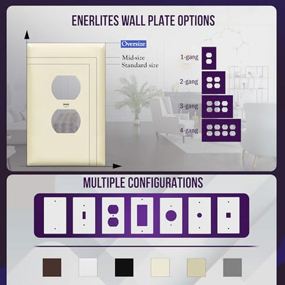 ENERLITES Duplex Receptacle Outlet Wall Plate, Jumbo Electrical Outlet Cover, Gloss Finish, Oversized 1-Gang 5.51" x 3.50", Polycarbonate Thermoplastic, 8821O-LA, Light Almond - color: Light Almond, size: Over-Size